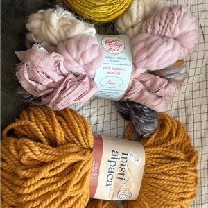 Knitting Yarn Sampler Kit with Alpaca Chunky Yarn. Great for weaving!